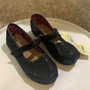 NWT TOMS Mary Jane Glitter Black Size 11